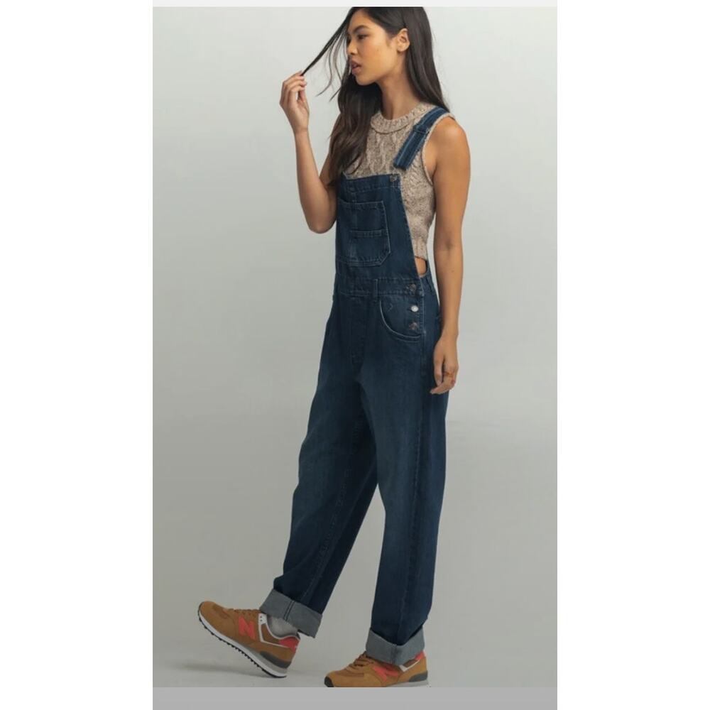 Free People  We The Free Ziggy Denim Overall Straight Leg Oversized  Size Small
